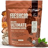 Freshcap Premium Mushroom Coffee, Organic Instant Coffee, 45 Servings | USDA Organic, 29% Beta-Glucans, 12:1 Mushroom Extract, 3rd-Party Tested - Clean Energy, No Jitters, Focus, Immune Support