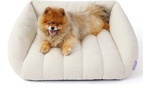 LE SURE Lesure Orthopedic Dog Bed Sofa for Small Dogs & Cats, Waterproof Dog Couch with Removable Washable Cover, Cute Aesthetic Pet Sofa Couch with Egg Crate Foam(24" x 18" x 9.5", Cream)
