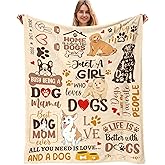 AJIIUSV Dog Lovers Gifts for Women, Gifts for Dog Lovers Women Owners for Christmas Mothers Day, Just A Girl Who Loves Dogs Throw Blanket 50"x60"