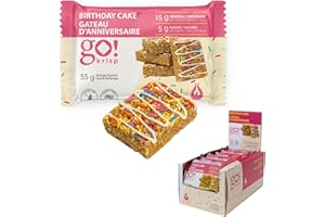 GoKrisp, Energy Square by Jimmy Sevigny, Birthday Cake, 15 gr Protein Pastry, Nut & Peanut Free, Gluten Free |12-Pack