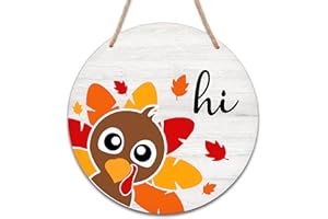 ZIIUFRN Thanksgiving Wooden Sign for Front Door Decor, Thanksgiving Gifts for Women Men, Fall Door Decorations Wall Art, 8" Round Plaque Hanging Door Sign for Home Party Supplies - A07
