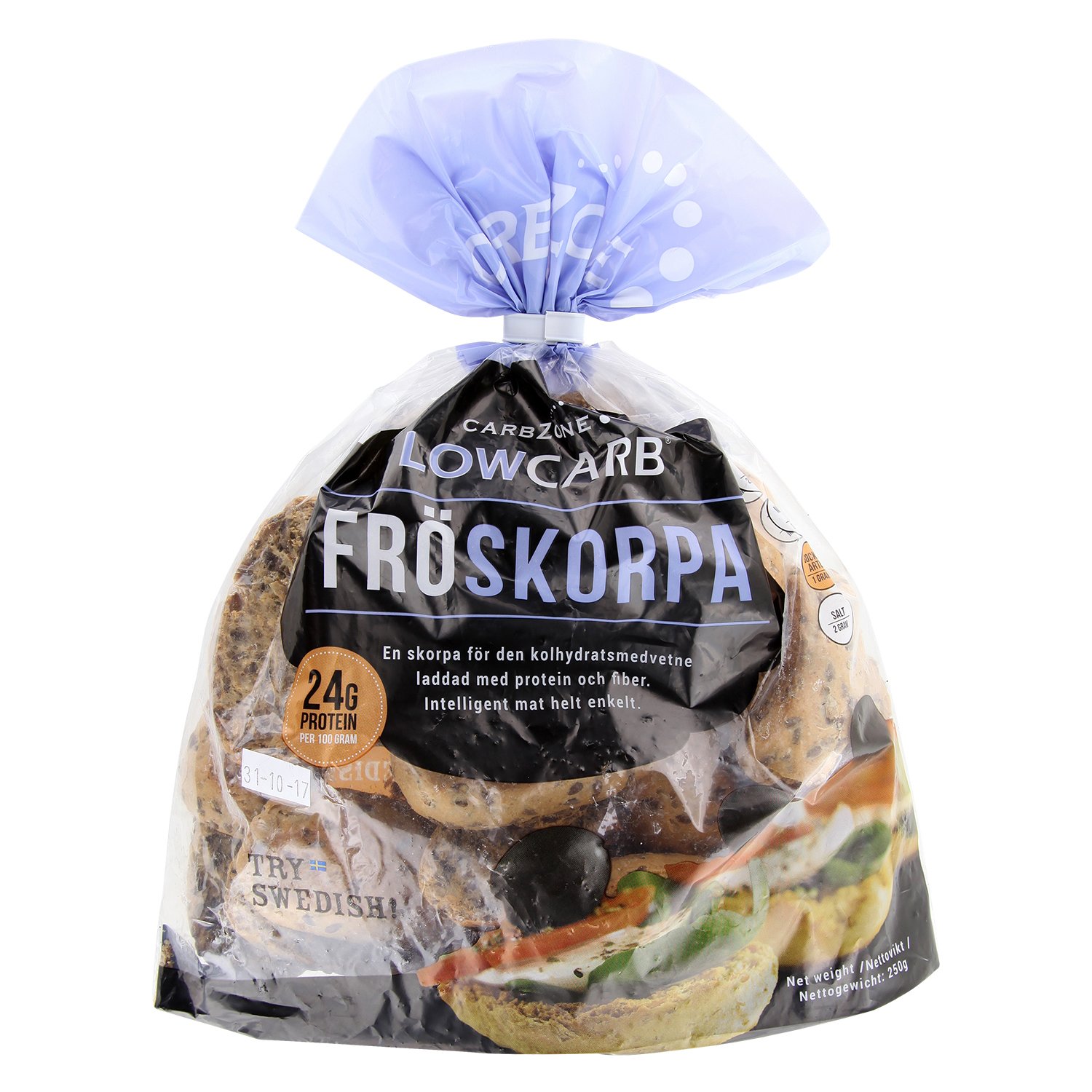 CarbZone Low Carb FROSKORPA Crisp Rolls, High Protein & Fibre, Vegan Friendly, No Added Sugar 250g (Pack of 1)