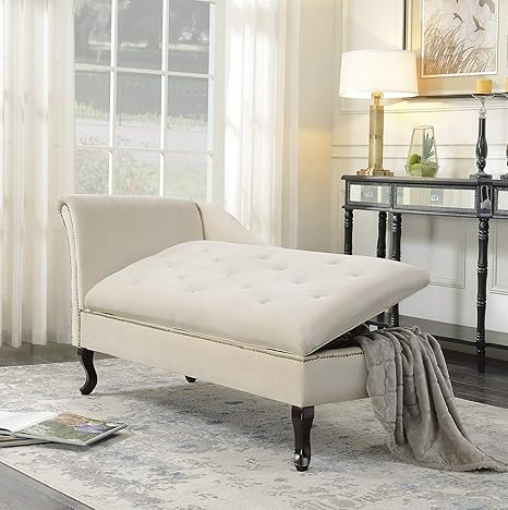 Amazon Com Mikash Velveteen Button Tufted Storage Chaise Lounge