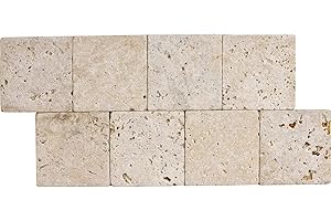 Squarefeet Depot 4x4 Tumbled Antiqued Travertine Wall & Floor Tiles (9 Pieces, 1 Sq Ft, Creamy Beige, Indoor & Outdoor)
