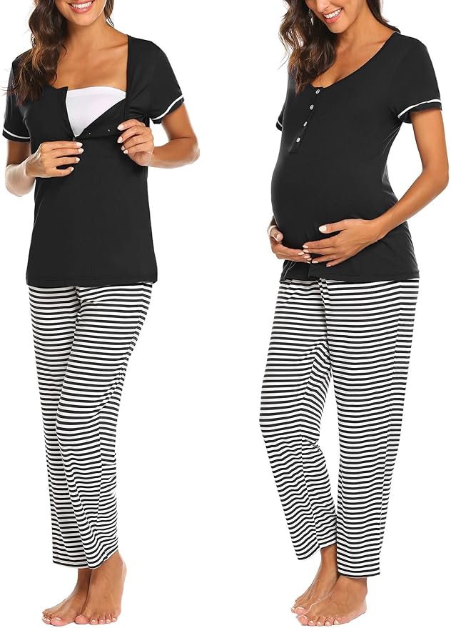 black maternity nursing pyjamas