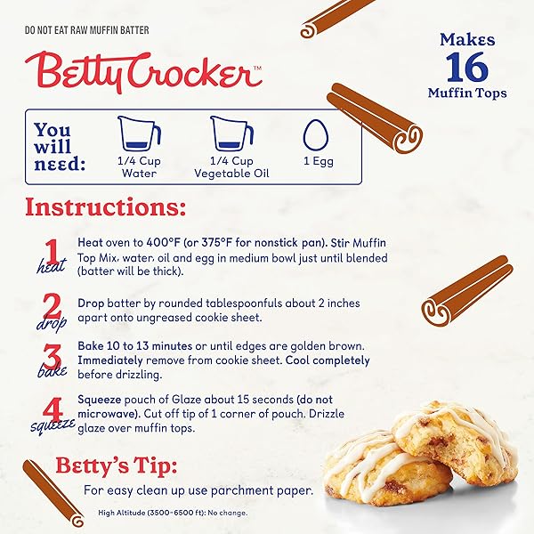 BETTY CROCKER MUFFIN TOPS MIX, CINNAMON, WITH TOPPING, 13.4 OZ
