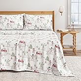 Great Bay Home Christmas Flannel Sheet Set King Size - 100% Turkish Cotton, Double-Brushed, Winter Bed Sheets - Ultra-Soft, Cozy, 4-Piece Holiday Bedding Set (Winter Wonderland)