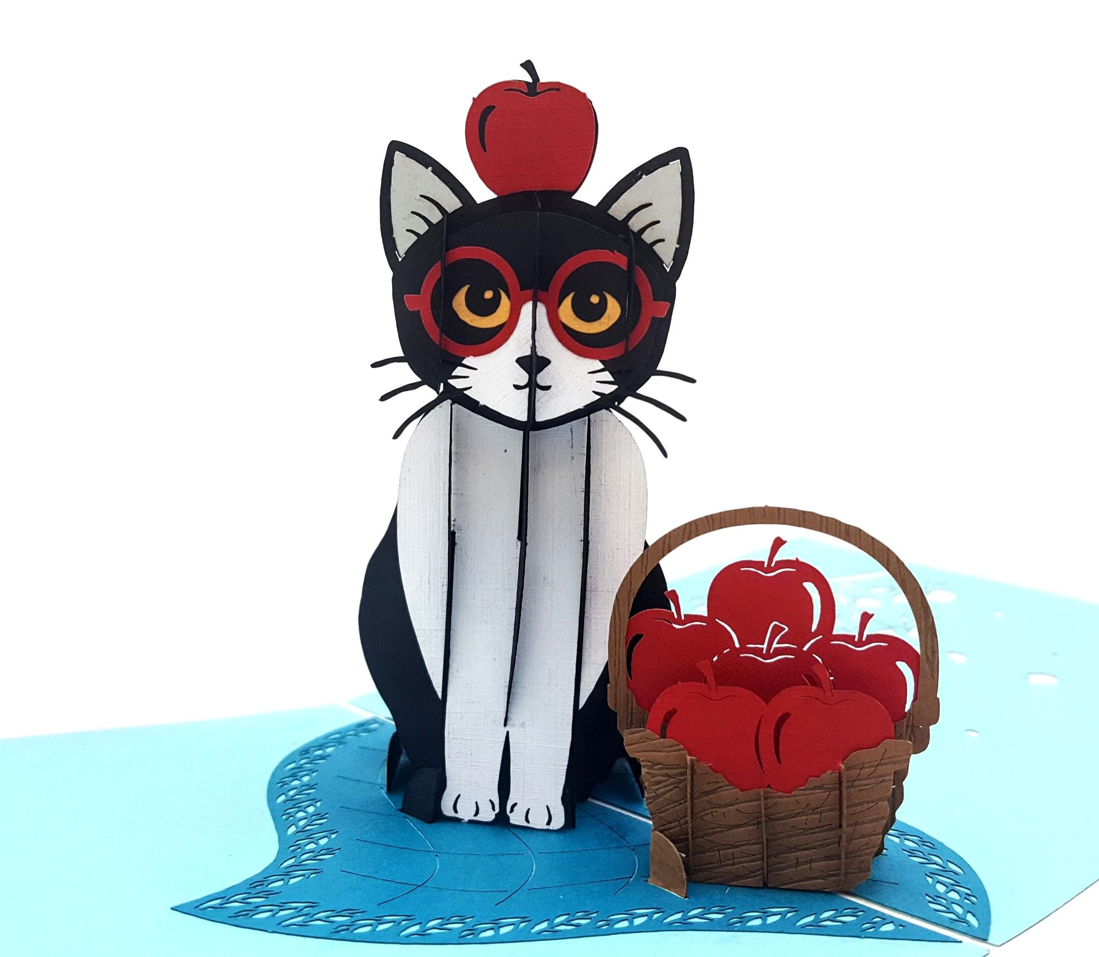 iGifts And Cards Cute Tuxedo Cat 3D Pop Up Greeting Card - Playful, Furry, Lovable, Pussycat, Active, Special, Half-Fold Happy Birthday, Just Because, Thinking of You, Mother's Day, Father's Day, Fun