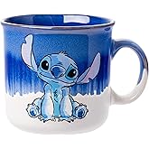 Silver Buffalo Disney Lilo and Stitch Ohana Means Family Reactive Glaze Ceramic Camper Mug, 20 Ounces