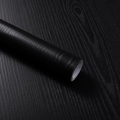 Abyssaly Wood Effect Sticky Back Vinyl Wrap 30cm x 200cm Black