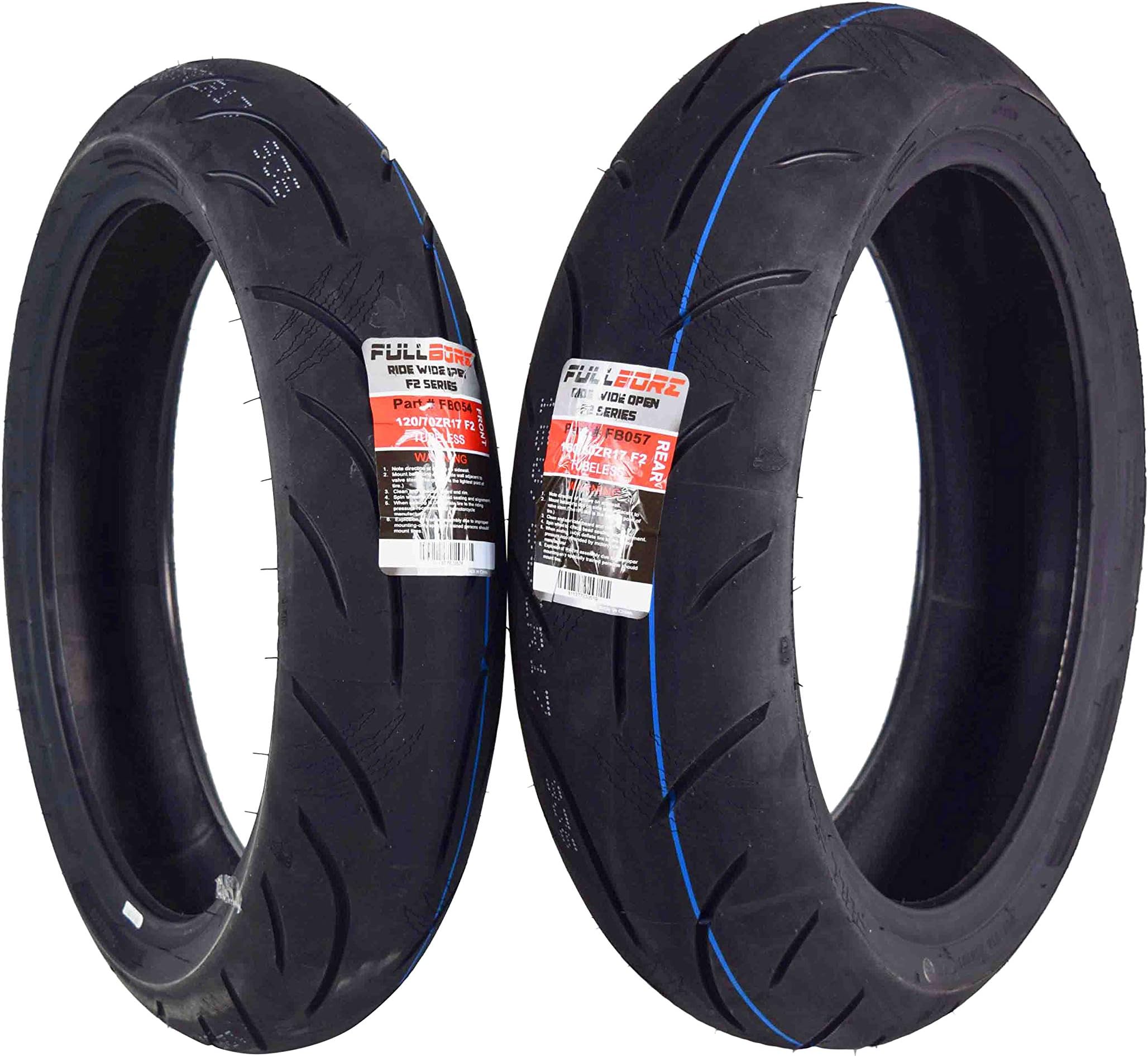 Full Bore F2 Series 120/70ZR17 Front & 160/60ZR17 Rear Radial Motorcycle Sport Bike Tire Combo Set 120/70-17 160/60-17 (120/70ZR17 Front & 160/60ZR17 Rear)