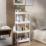 SOLEJAZZ 4-Tier Slim Rolling Storage Cart with 6 Hooks White 12x39x92 cm view 6