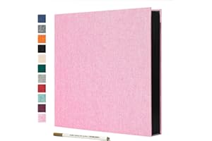 Spbapr Large Photo Album Self Adhesive Linen Cover Magnetic Scrapbook Album DIY Scrap Book 60 Black Sticky Pages for 4x6 5x7 8x10 10x12 Pictures with A Metal Pen, Pink