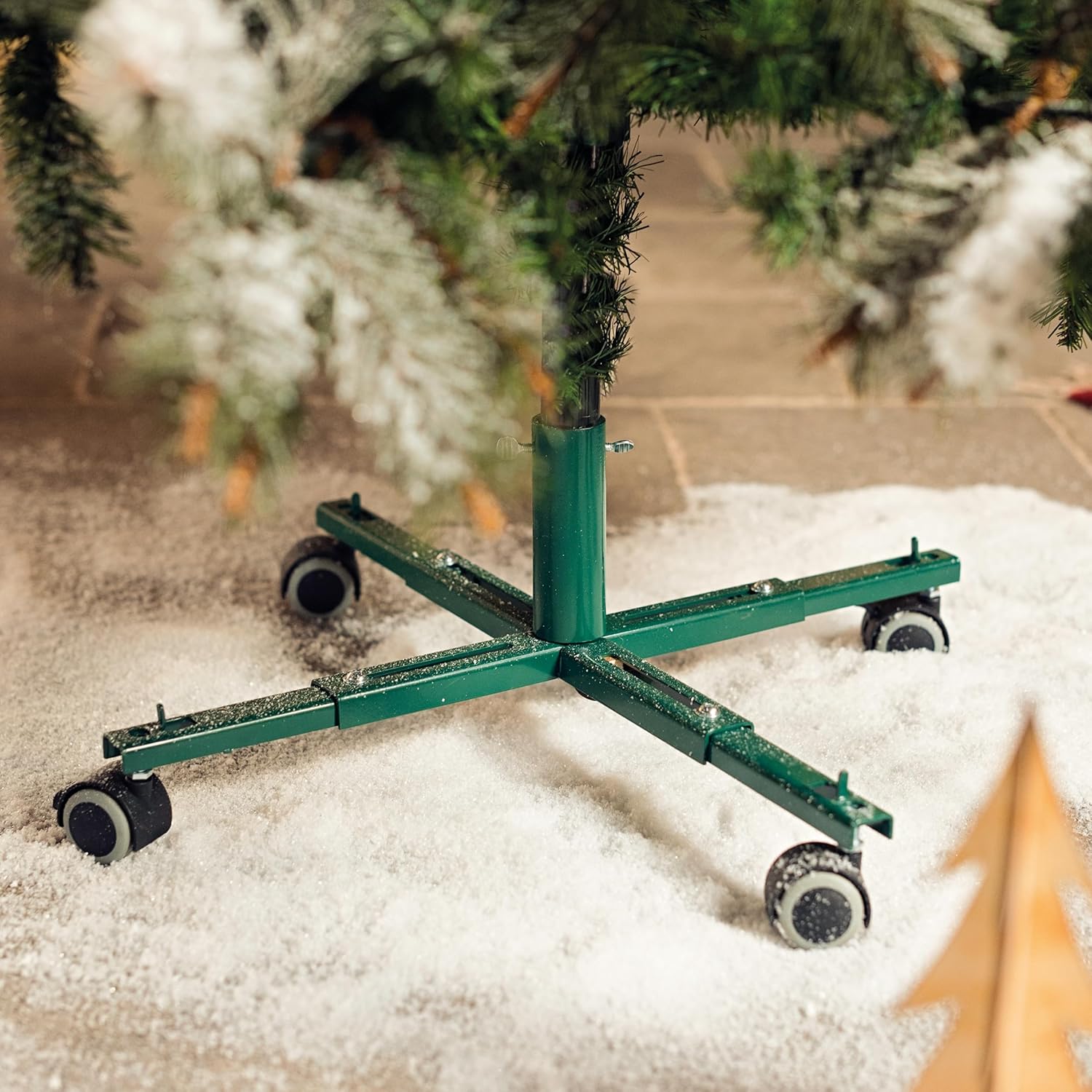 Tree Stands - Blissun Christmas Tree Stand Base with Wheels, Movable Christmas Fake Tree Holder, Fits up to 7.5 FT Artificial Trees, Plant Caddy with Wheels, Plant Taxi, Plant Dolly Cart After Christmas (Green)