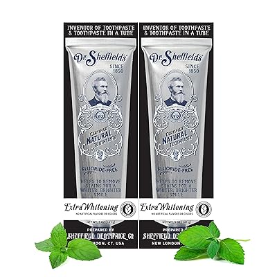 Dr. Sheffield&rsquo;s Certified Natural Toothpaste (Extra-Whitening) - Great Tasting, Fluoride Free Toothpaste/Freshen Your Breath, Whiten Your Teeth, Reduce Plaque (2-Pack)