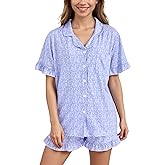HMPEAIIY Women Y2k Pajamas Set Cute Preppy 2PCS Button Down Holiday Monkey Shorts Summer Outfit Beach Vacation Loungewear Pjs