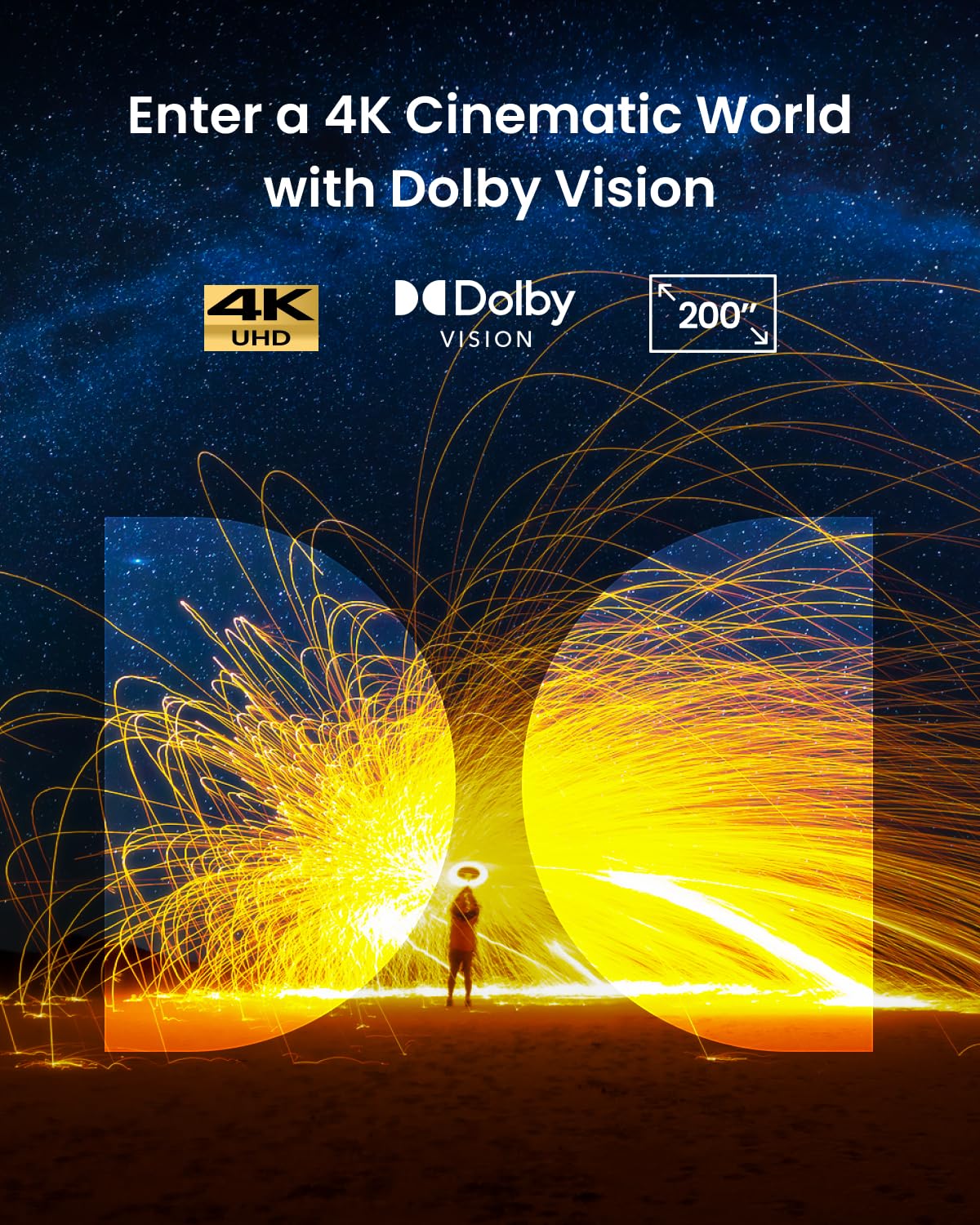 NEBULA Cosmos 4K SE Smart Projector, Nebulamaster, High-Brightness with Dolby Vision, 200