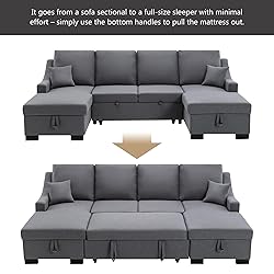 ERYE U-Shaped Sleeper Sectional Pull Bed and