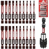 21-Piece 2.5" Hex Head Allen Wrench Drill Bit Set, 1/4" Hex Screwdriver Bits Set with Durable Magnetic Impact Bit Holder, SAE & Metric Allen Key, S2 Steel, Mechanic Home Repair