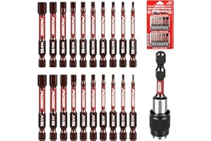 SEDY 21-Piece 2.5" Hex Head Allen Wrench Drill Bit Set, 1/4" Hex Screwdriver Bits Set with Durable Magnetic Impact Bit Holder, SAE & Metric Allen Key, S2 Steel, Mechanic Home Repair