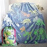 LMKLOP Glow in The Dark Dinosaur Blanket for Boys/Girls/Toddler/Baby, Cute Funny Kids Throw Blanket for Birthday/Toys, Dinosaur Gifts for Boy Age 3-12 40"x 60"