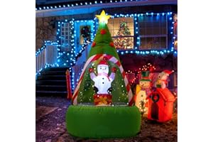 HYRIXDIRECT 6FT Inflatable Christmas Tree with Blow Up Snowman Snowing Inflatables Decoration Built-in LED Lights Outdoor Christmas Decorations Garden Yard Patio Decor