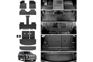 HOUCLEMIC Floor Mats for 2020-2025 Hyundai Palisade 7/8 Passenger, Trunk Mat with Seat Back Cover and Lower Cargo Mat All Weather Interior Protector for 2025 Hyundai Palisade Accessories