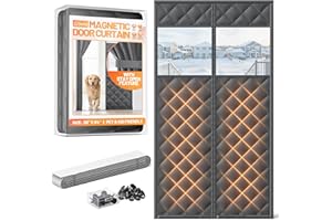 SJUZNNG Magnetic Insulated Door Curtain Fits 36"x82" Doors - Thermal Door Cover for Winter with Clear Window, Window Insulation Kit & Doors Draft Stopper to Keep Cold Air Out for Front Doorway Home - Black