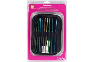 Boye 3396277D14M1 Ergonomic Steel and Aluminum Crochet Hook Set, Sizes 00-14 and D-K, 25pcs