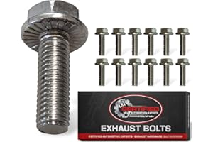 CAE LS Series Exhaust Header Manifold Bolt Kit, 12 Piece Stainless Steel for 4.8L, 5.3L, 5.7L, 6.0L, 6.2L Engines