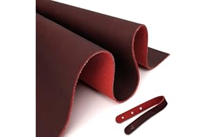 JinRuiKJ Red Crazy Horse Tooling Leather Square 1.8-2.0MM Thick, Full Grain Leather Pieces Precut 8"x12", Oil Tan Crazy Cowhide Leather Sheets for Crafts Sewing Hobby Workshop