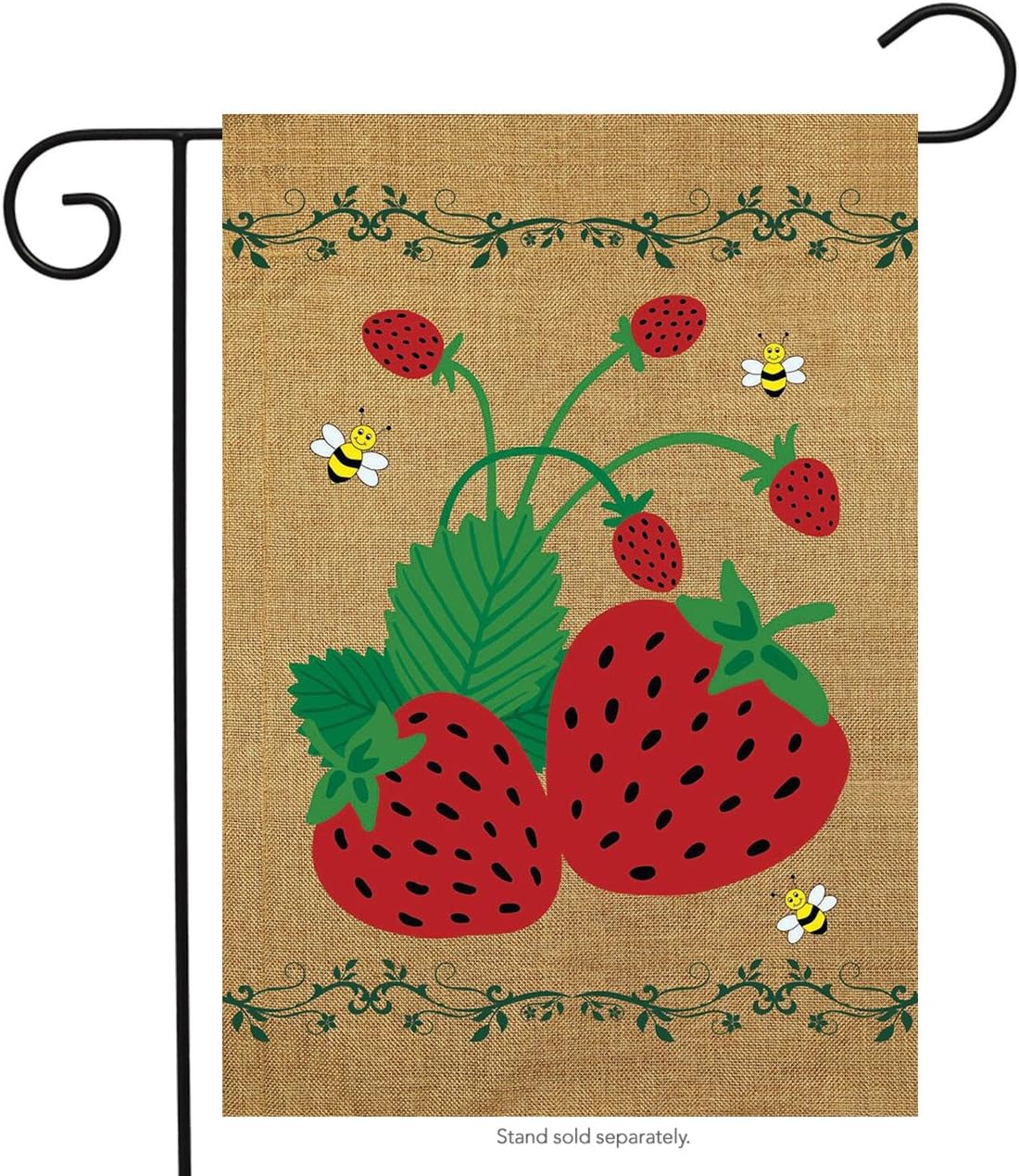 Briarwood Lane Strawberries & Bees Summer Burlap Garden Flag Seasonal Fruit 12.5" x 18"