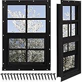 NOTASA Shed Windows 2 Pack, Chicken Coop Windows 12" x 18" Black | Flush Mounted Small Windows with Tempered Glass and Fiberglass Screen for Shed, Barns, Playhouse, Household, Garage