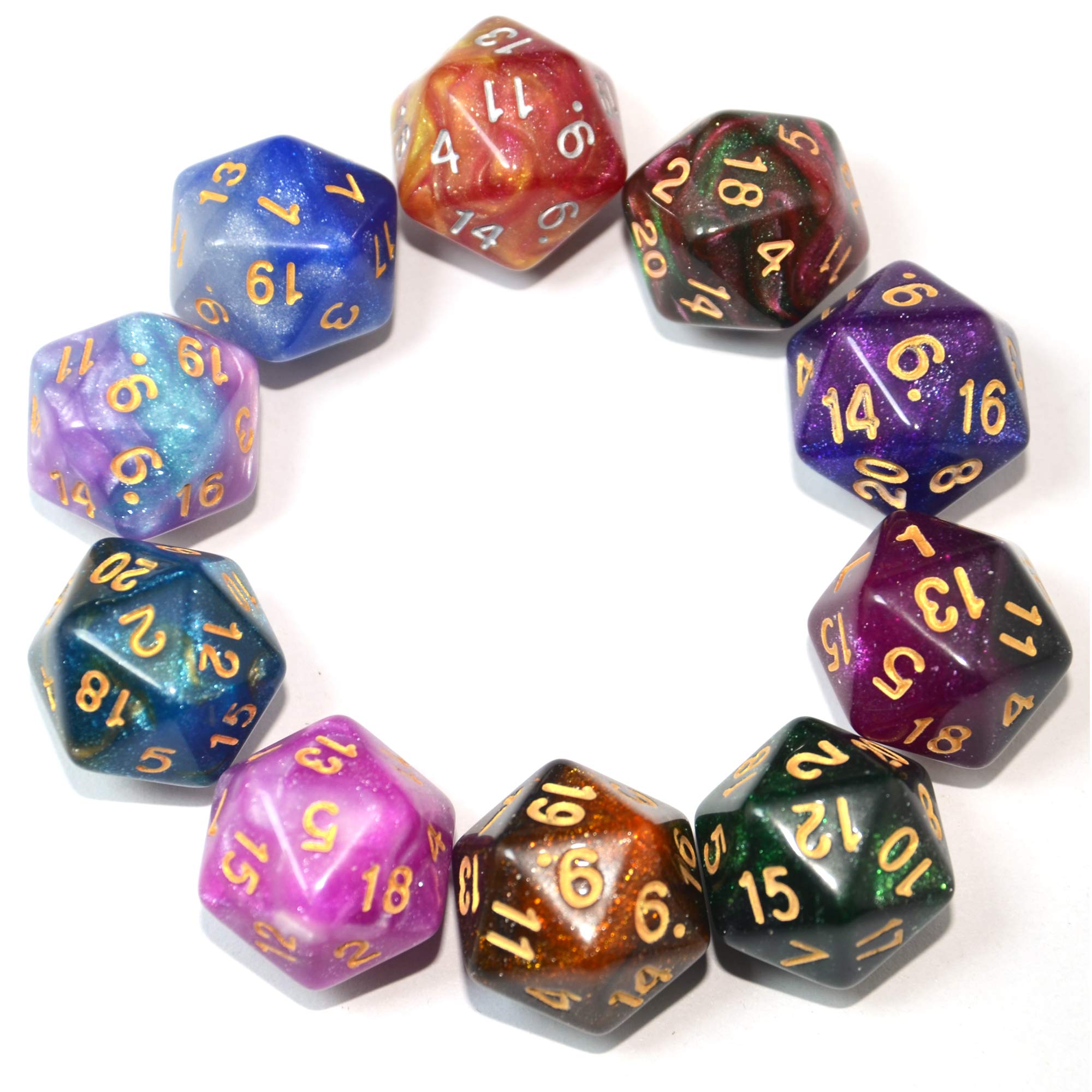 SmartDealsPro 10-Pack 20 Sided Dice D20 Polyhedral Dice for DND RPG MTG Table Game (Color 3) — image 1