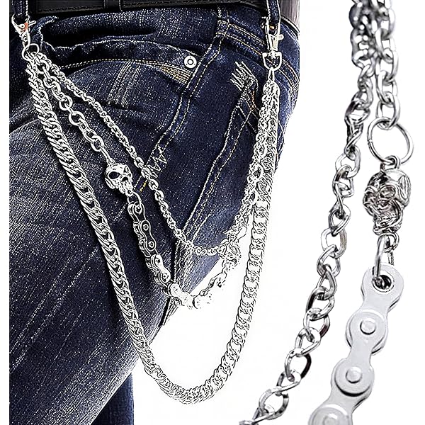 30 Biker Punk Basic Strong Twisted Feather Biker Trucker Keychain Key Jean Wallet Chain Metal Keyring - 36