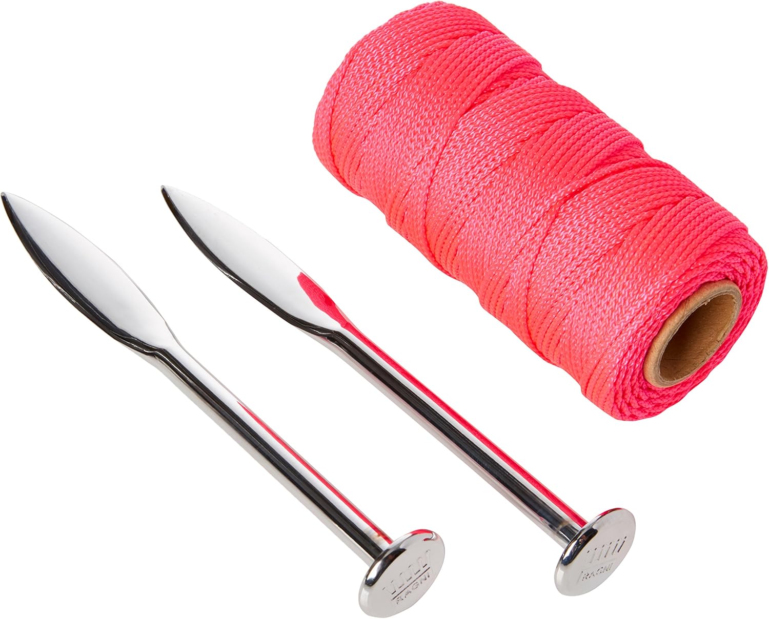 Ragni Pair of Solid Forge Line Pins & 76m Hi-Vis Yellow Nylon Braided Brick Line