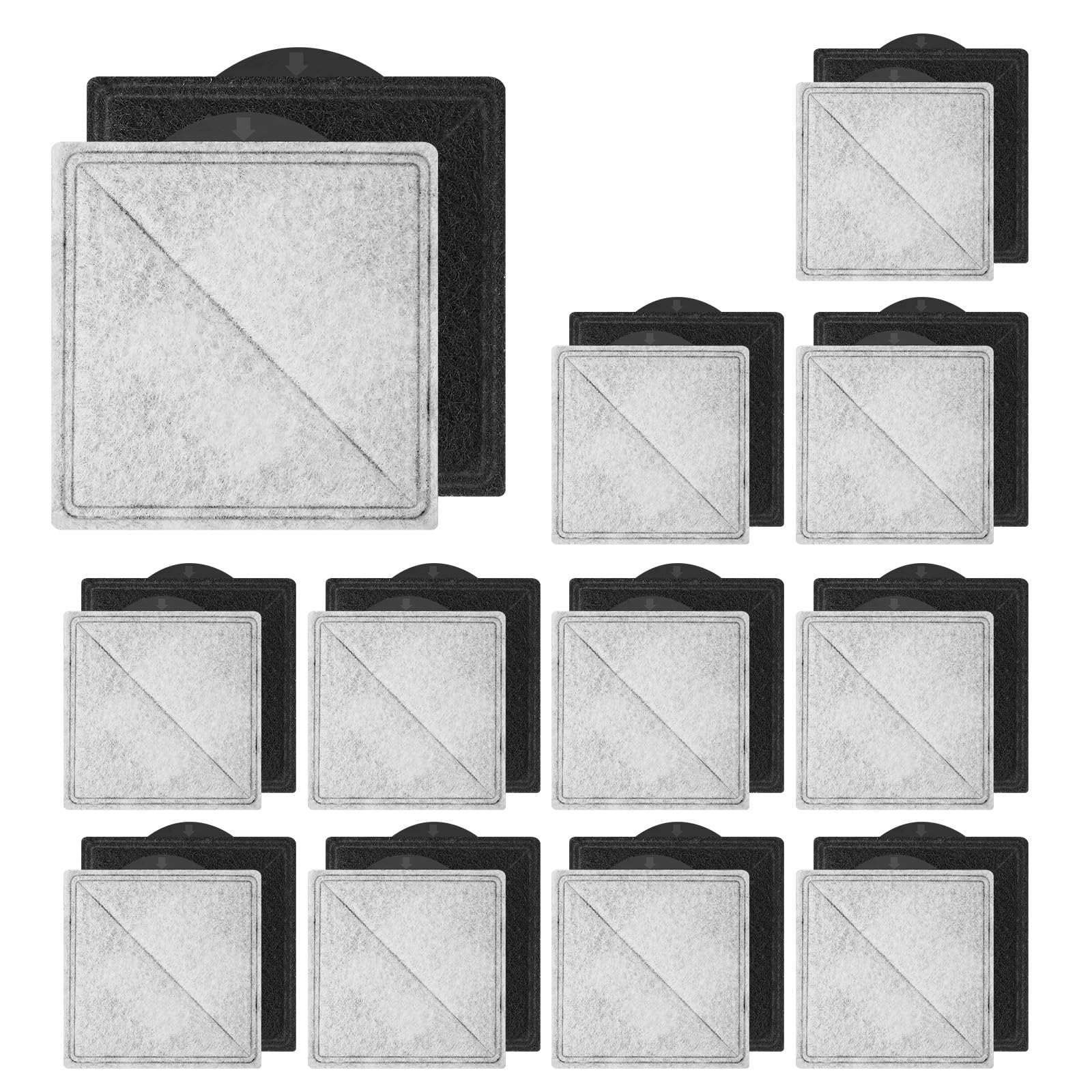 Photo 1 of 24-Pack Cat Water Fountain Replacement Filter Fit for Petsafe Premier, Outlast Pumpless, Ion-X & Viva Pet Water Fountain, Double Filtration, Square (Black)