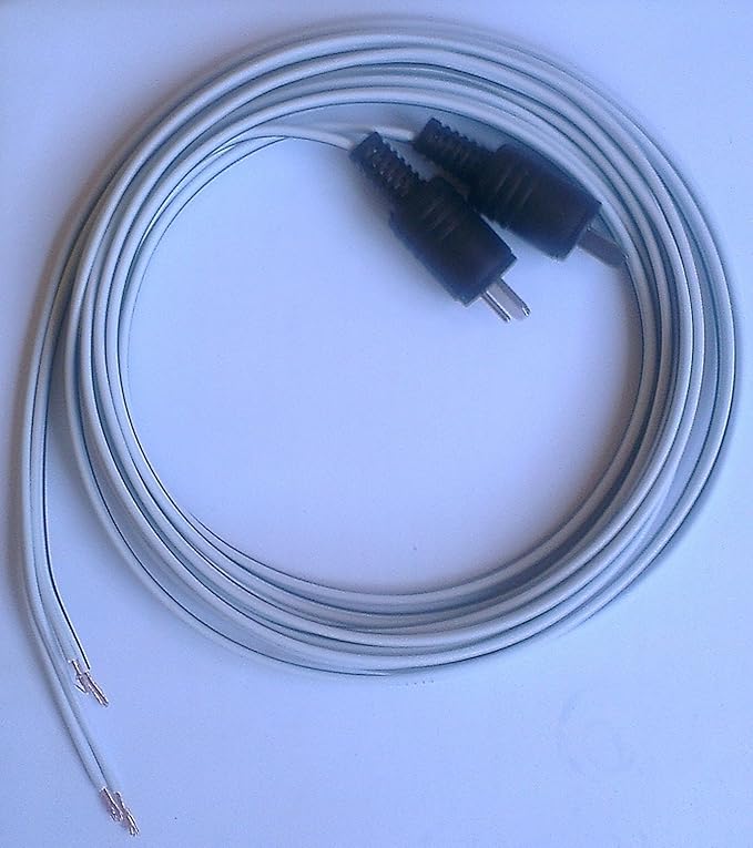 2m White Pair of Speaker Cables with 2 pin DIN connector plug suitable