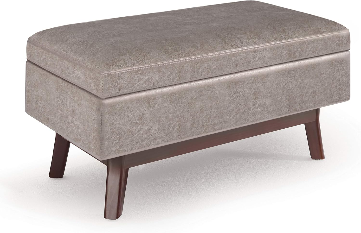 SIMPLIHOME Owen Storage Ottoman, Small Parcel, Distressed Grey Taupe