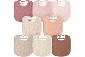 Susurration Muslin Baby Bibs 8 Pack Bandana Drool Bibs, Soft Square Adjustable Baby Drooling Bibs for Unisex Girls & Boys
