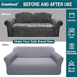 Granbest 2 Seater Sofa Cover Light Gray Non Slip Stretch Jacquard view 5