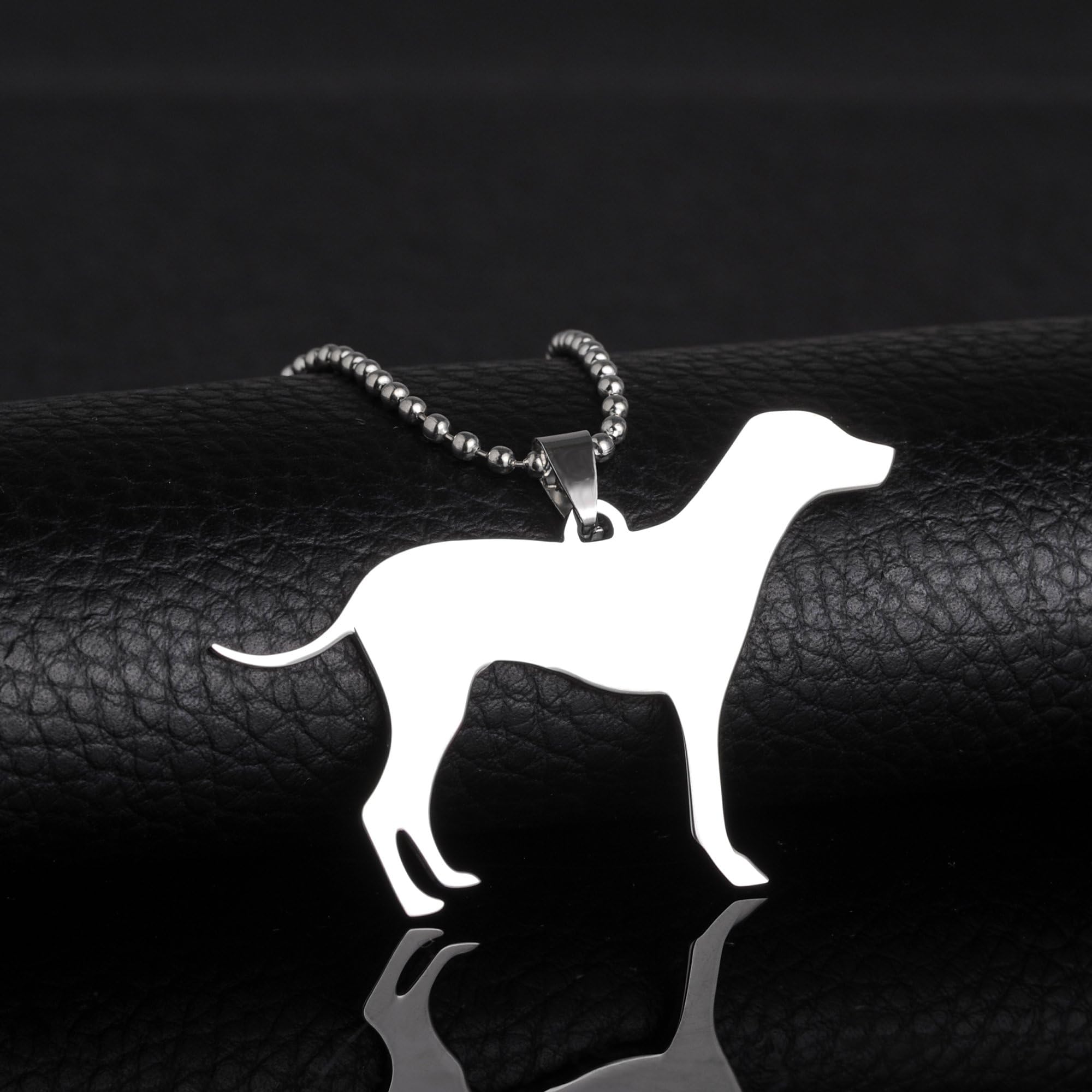 Stainless Steel Dalmatian Dal Leopard Carriage Spotted Coach Dog Silhouette Pet Dog Tag Breed Collar Charm Pendant Necklace