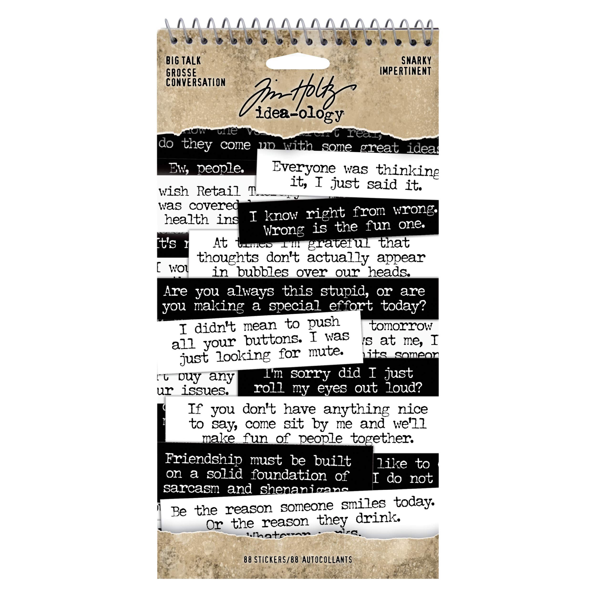 Tim Holtz - Advantus Big Talk Stickers Snarky,Black and White