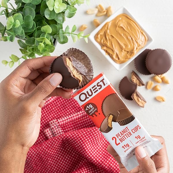 QUEST NUTRITION PEANUT BUTTER CUPS, 11G PROTEIN, 1G SUGAR, LOW CARB, GLUTEN FREE, KETO FRIENDLY, 12 COUNT