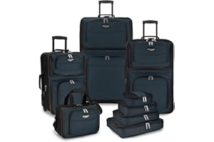 Travel Select Amsterdam Expandable Rolling Upright Luggage, Navy, 8-Piece Set