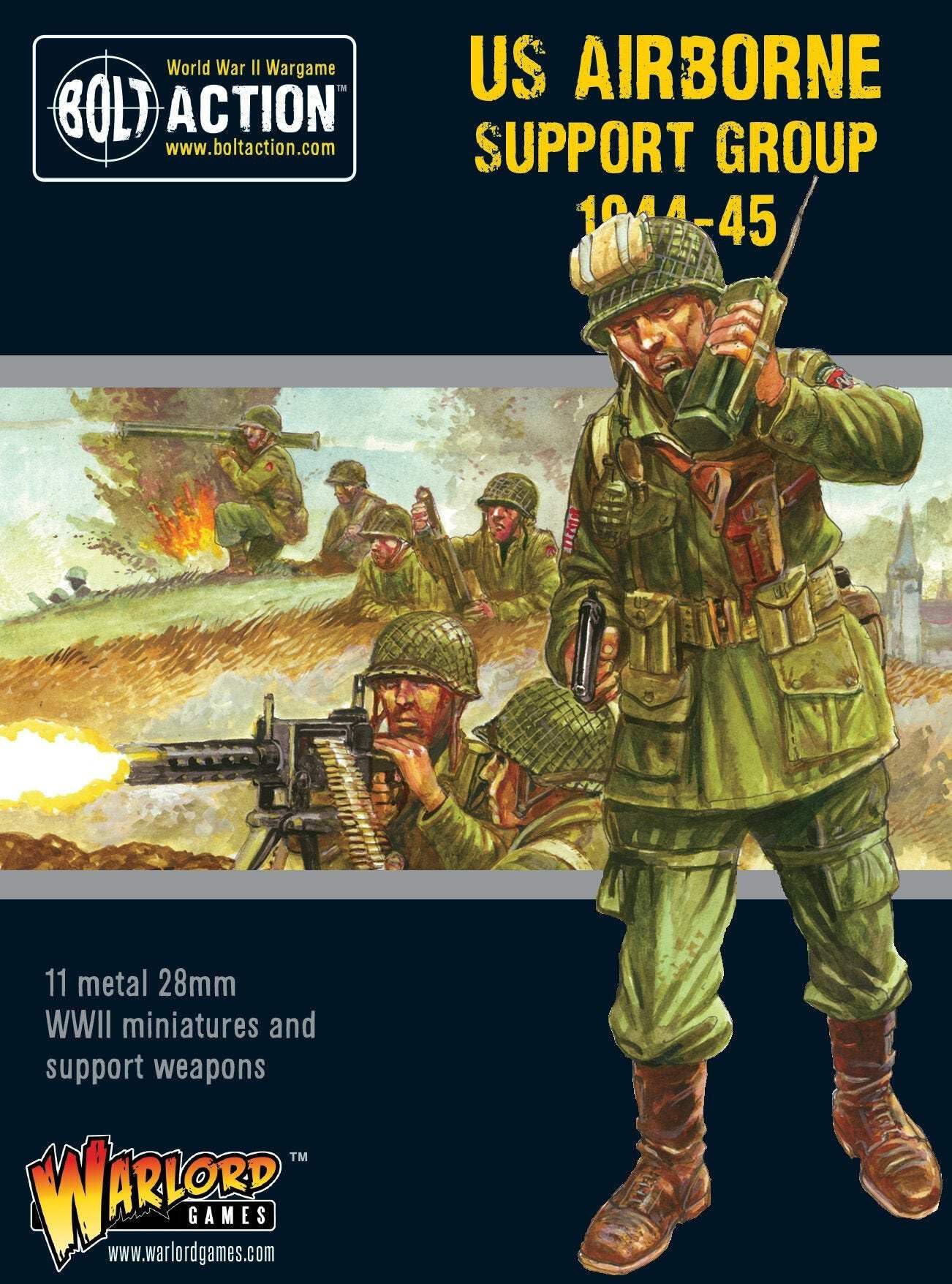 Warlord Games US Airborne support group (1944-45) - 28mm Scale Metal Miniatures for Bolt Action Highly Detailed World War 2 Miniatures for Table-top Wargaming