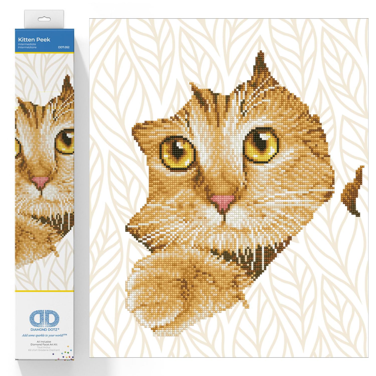 DIAMOND DOTZ Painting Kit, Intermediate, DD7, Canvas, Kitten Peek, 37 x 45 cm