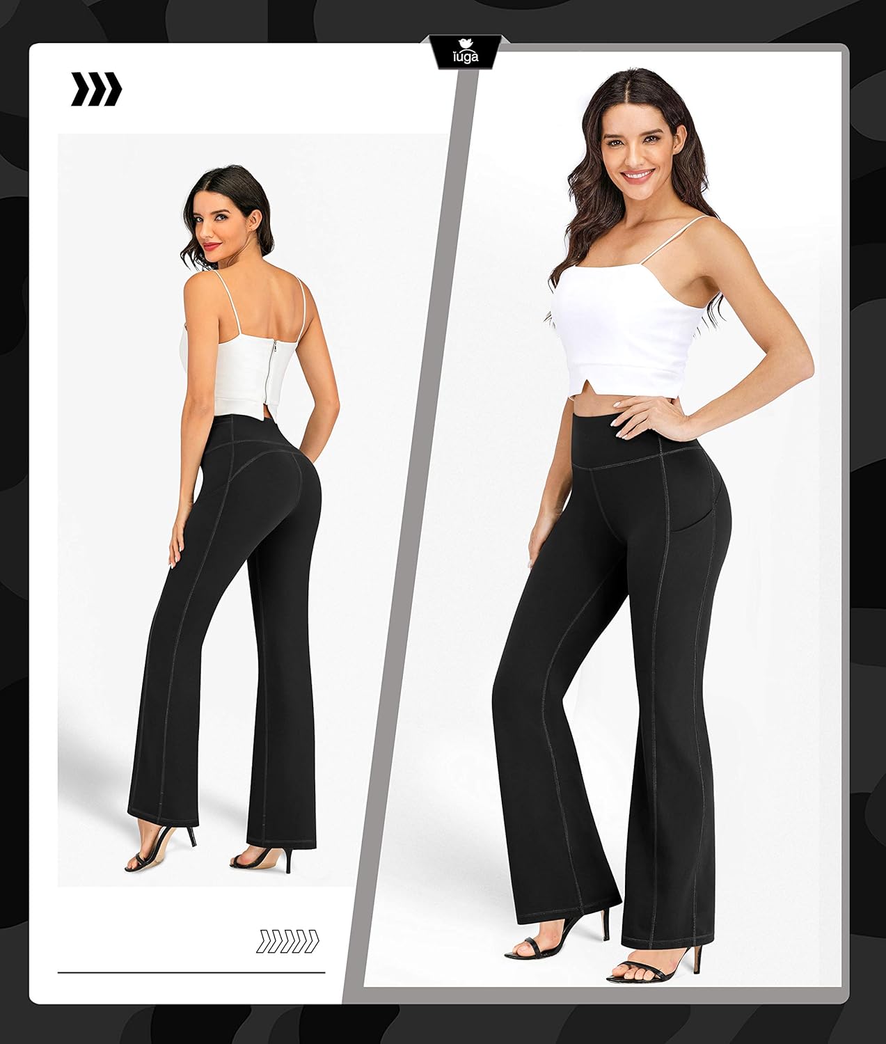 IUGA Bootcut Yoga Pants for Women with Pockets High Waisted Workout Pants Tummy Control Bootleg Work Pants for Women: Clothing