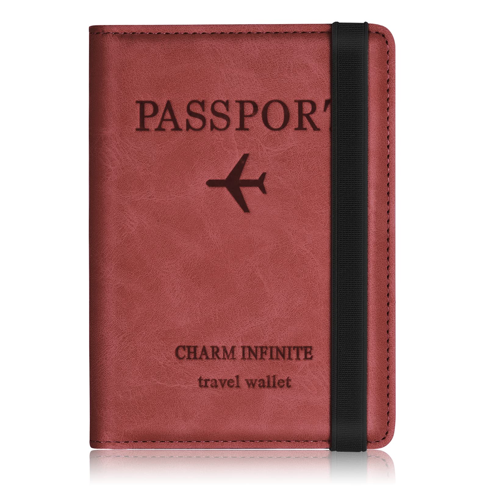 Toctax Passport Holder Cover, PU Leather RFID Travel Wallet Case Organiser Accessories, UK Passport Cover for Passport, Business Cards, Credit Cards, Boarding Passes (Red)