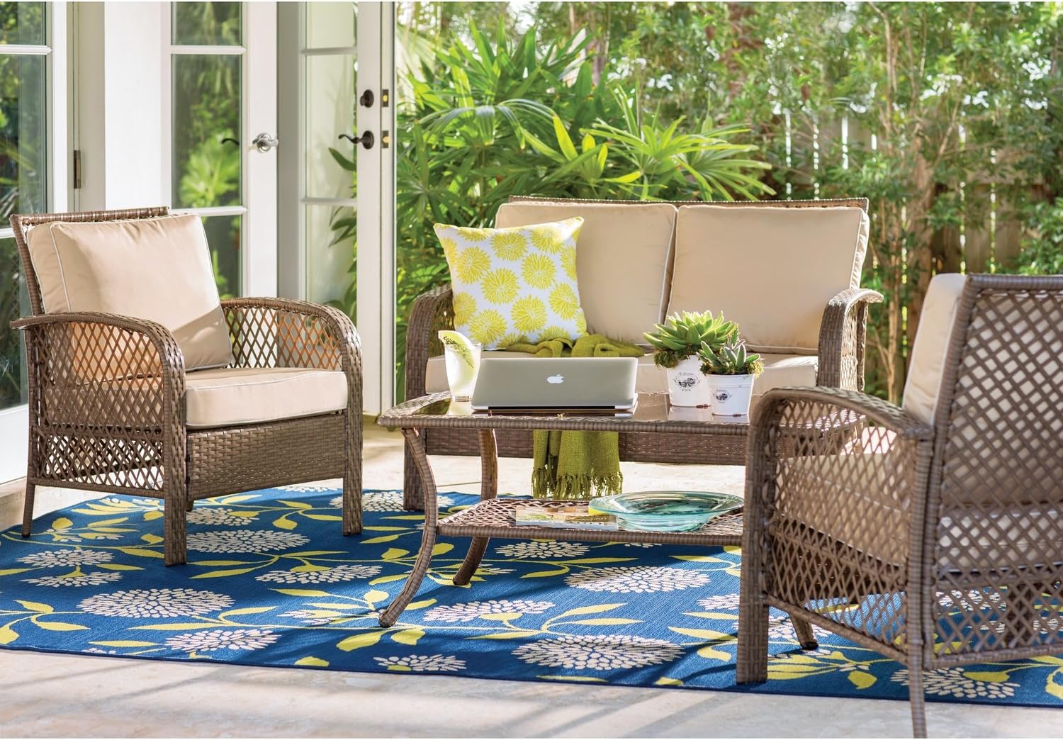 Beachcrest Home Niceville 4 Piece Deep Seating Group Patio Furniture With Cushion Amazon Ca Patio Lawn Garden